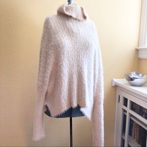 Free People Cream Chunky Knit Cowl Sweater